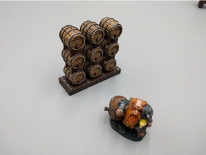 small stacked casks - dwarven aleworks 28mm games 3d print model - Mito3D