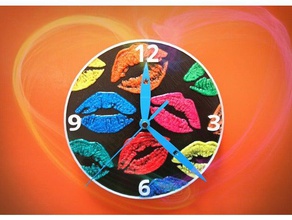 reloj kiss 3d art 3dlito besos clock drawing lithophane litofania pared 3d print model - Mito3D