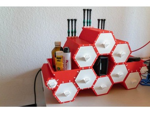 hexagonal drawers tool holders & boxes 3d containers hexa toolbox holder 3d print model - Mito3D