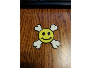 smiley crossbones signs & logos badge happy skull smile 3d print model - Mito3D