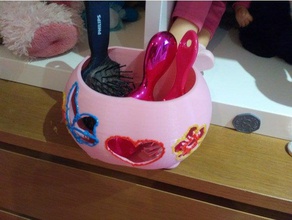 girls hair brushes holder household brush butterfly flower heart 3d print model - Mito3D
