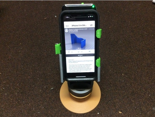 iphone x otterbox defender cradle stand car desk mobile phone 3D print model - Mito3D
