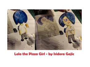 lola pizzacı kız 2d sanat askı pizza 3d print model - Mito3D