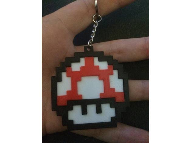 8 bits de nes setas llavero llaveros mario hongo 3D print model - Mito3D