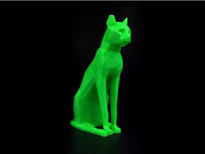 baja poli gato egipcio escultura a los animales animal cat low-poly 3d print model - Mito3D