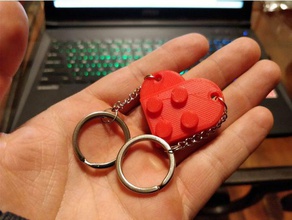 lego heart keychian coins & badges keychain 3d print model - Mito3D
