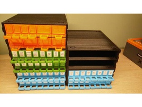impilabile piccole parti cassetti 2 piani, versione i contenitori le elettroniche di gabinetto cassetto stoccaggio archiviazione soluzione storage 3d print model - Mito3D