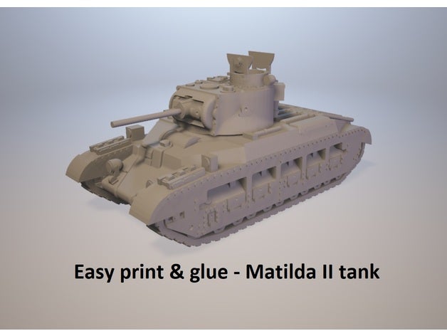 easy print & glue - matilda ii tank vehicles 3D print model - Mito3D