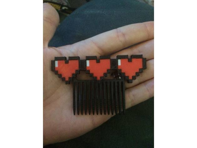 la leggenda di zelda cuori dei capelli pettine accessori 8-bit perno nes 3D print model - Mito3D