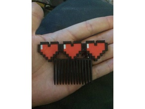 la leyenda de zelda corazones peine del pelo accesorios 8-bit pasador nes 3d print model - Mito3D