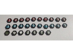 altıgen jeton sayılı oyuncak & oyun aksesuarları dnd hexagon numarası pathfinder token 3d print model - Mito3D