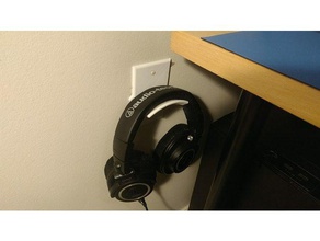 wall plate headphone holder audio headphones hanger hook mount 3d print model - Mito3D