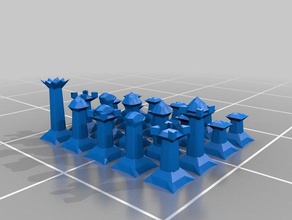 low poly capablanca chess set boardgame board game 3d print model - Mito3D