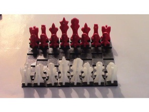 super simple chess checkers set ssccs boardgame small travel 3d print model - Mito3D