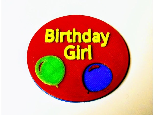 multicolored happy birthday button magnetic back accessories balloon boy girl cameron drcameron 3D print model - Mito3D