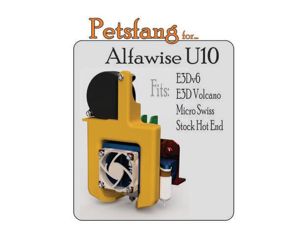 petsfang duto alfawise u10 Impressora 3d acessórios de refrigeração ventilador direto unidade extrusora da e3d hotend v6 vulcão fang do micro-suíço microswiss micro suíça suíço 300 u 10 3D print model - Mito3D