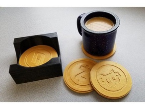bitcoin coasters - cryptocurrency kitchen & dining accessory christmas coffee table coaster cool cryptocurrencies decor decoration gadget gadgets gifts simple supportless trendy useful utility 3d print model - Mito3D