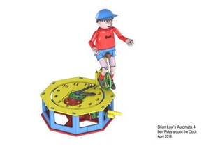 automata-4 ben rides around clock mechanical toys automata automaton bevel gears clocks 3d print model - Mito3D