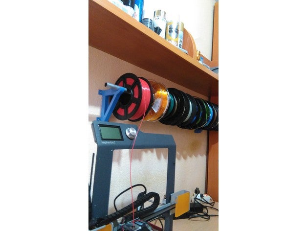 soporte filamentos pared 3d printer accessories spool holder filament bobinas filamento fuente 3D print model - Mito3D