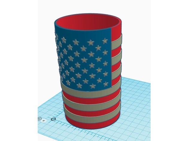 round flag pen holder inner diameter 74mm - multicolor palatte 3d printing american mosaic palette 3D print model - Mito3D