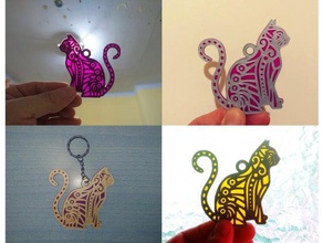 llavero gato i portachiavi 3dlito cat chiave keychain a catena llaveros stencil 3d print model - Mito3D