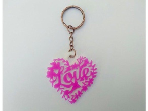 llavero love keychains 3dlito amor corazon heart keychain key chain stencil 3d print model - Mito3D