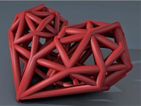 coração gaiola decoração a casa do agregado familiar chaveiro amor baixa contagem de polígonos 3d print model - Mito3D