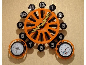 funky gears clock decor 3d print model - Mito3D