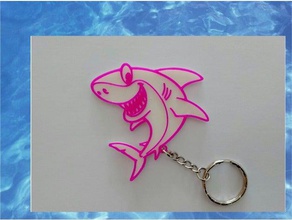 shark keychain keychains 3dlito 3d llavero stencil tiburon two color 3d print model - Mito3D