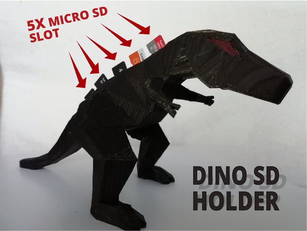dino micro sd da titolare computer card scheda di gadget rex dinosau dinosauro dinosaurio i dinosauri dyno dynosaur gadged microsd t-rex trex 3D print model - Mito3D