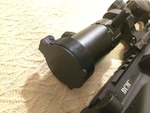 flip up scope caps - one piece print hinges sport & outdoors airsoft gun ar-15 optics rifle covers 3d print model - Mito3D