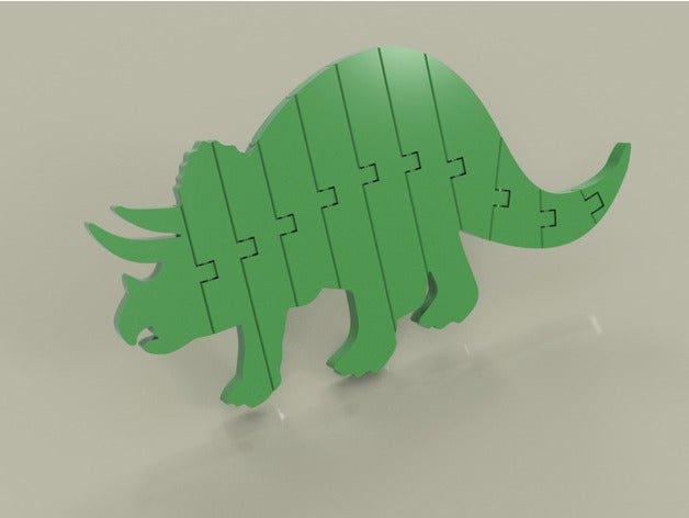 flexi articulé tricératops animaux dinosaure fusion 360 à charnière modèle le 3D print model - Mito3D