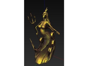 mermaid sculpture trident people alice decor madness nautical ocean returns sea siren 3d print model - Mito3D