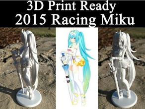 3d print ready 2015 racing miku people 3dprintready anime figure model character animu animuanimu firgure girl hatsune sword umbrella 3d print model - Mito3D