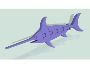 flexi articulé espadon petit animaux articulés modèle à l'espadon du poisson fusion 360 charnière 3d print model - Mito3D