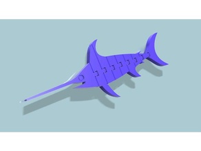 flexi articolato di pesce spada animali il fusion 360 a cerniera modello 3d print model - Mito3D