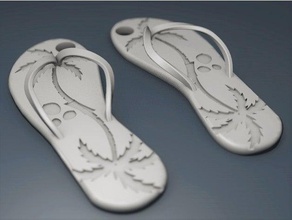 flip flop de coco chaveiros praia flip-flops chaveiro 3d print model - Mito3D