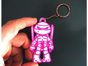 llavero tortuga ninja art 3dlito chiave keychain i portachiavi a catena leonardo 3d stencil teenage mutant 3d print model - Mito3D