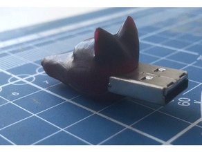 Fox'un baş usb flash sürücü hayvanlar hayvan bilgisayar sevimli fox tüylü stick kurt 3d print model - Mito3D