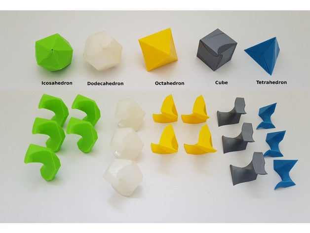 trenzado de los sólidos platónicos puzzles matemáticas puzzle 3D print model - Mito3D