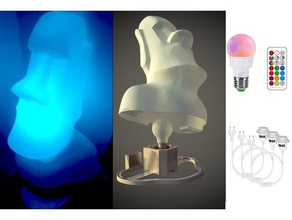 moai nessuna sporgenza di rgb led lampadina del supporto arredamento fiala lampe luce una spia statua il 3d print model - Mito3D