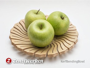 kerfbendingbowl cnc laser kitchen & dining apple bending router fruit bowl kerf lasercut plywood stepcraft zenziwerken 3d print model - Mito3D