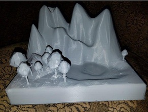 montaña caídas de agua decoración la diarama otoño oficina cascada 3d print model - Mito3D