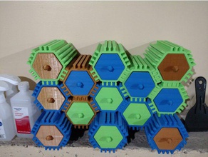 my hex drawers tool holders & boxes drawer hexagon honeycomb modular storage 3d print model - Mito3D