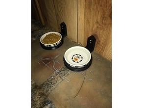 circolare del supporto a parete famiglia ciotola la staffa di montaggio cat cibo per gatti titolare 3d print model - Mito3D