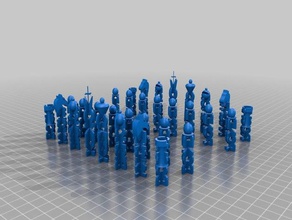 worded cross chess pieces set 3d print model - Mito3D