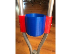 crutch mounted cup holder crutches cupholder medical 3d print model - Mito3D