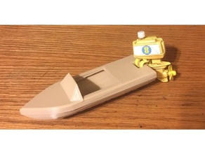 speedboat outboard windup motor mechanical toys boat fusion 360 speed wind up 3d print model - Mito3D