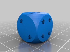 d6 arrondie dé - star pips prototypes jouets & jeux 3d print model - Mito3D