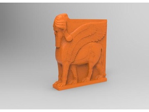 lamassu 3d printing ancient assyrian babylon bull gilgamesh human head hybrid iraq mesopatamian mesopotamia protection protective spirits sumerian 3d print model - Mito3D